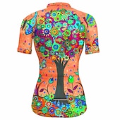 ieftine Tricouri pentru femei-Pentru femei Jersey de ciclism Grafic Plante Manșon scurt Bicicletă Jerseu Topuri cu 3 buzunare spate Ciclism montan Ciclism stradal Uscare rapidă Dungi reflectorizante Înapoi de buzunar Confortabil