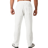 Χαμηλού Κόστους Αργία-Ανδρικά Λευκά παντελόνια Παντελόνια Καλοκαίρι παντελόνι Τσέπη Σκέτο Άνεση Αναπνέει ΕΞΩΤΕΡΙΚΟΥ ΧΩΡΟΥ Καθημερινά Εξόδου Μοντέρνα Κομψό στυλ street Μαύρο Λευκό