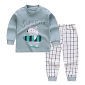 billiga Kläder för pojkar-unisex hoodie för barn &amp; byxa kläder set 2 delar långärmad mörkblå tecknad djur bomull ledig komfort 2-6 år
