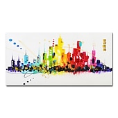 cheap Landscape Paintings-Mintura Handmade Colorful City Landscape Oil Paintings On Canvas Wall Art Decoration Modern Abstract Picture For Home Decor Rolled Frameless Unstretched Painting