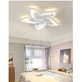 cheap Ceiling Fan Lights-LED Ceiling Fans Dimmable with Remote Contral Flower Design Flush Mount Ceiling Lamp Acrylic Lampshade Chandelier Bedroom Living Room