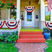 baratos Decoração do Dia da Independência-Bandeiras patrióticas plissadas dos EUA, decorações para o 4 de julho ao ar livre, faixas de bandeiras com bandeirinhas, bandeiras plissadas dos EUA, bandeirinhas patrióticas para áreas externas, decorações com bandeirinhas vermelhas, brancas e azuis
