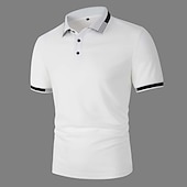 preiswerte Klassisches Poloshirt für Herren-Herren Poloshirt Golfhemd Strasse Casual Klassisch Kurzarm Modisch Basic Farbblock Taste Sommer Regular Fit Grasgrün Hellhimmelblau Schwarz Weiß Rosa Perlenrosa Poloshirt