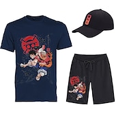 halpa Sarjakuva- ja elokuvahahmografiikka-One Piece Apina D.Luffy T-paita Shortsit Lippalakki Painettu Kuvitettu Käyttötarkoitus Miesten Aikuisten Kuuma leimaus Rento / arki