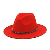 billige Ville vesten-Hatter Ull / Acryl Fedora Formell Bryllup cocktail Royal Astcot Enkel Klassisk Med Kjede Ren Farge Hodeplagg Hodeplagg
