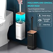 halpa Vessaharja-wc-harja ja pidike, tyylikäs silikoninen wc-kulhoharjasarja ergonomisella pitkällä varrella, modernit kylpyhuonesisustuksen puhdistustarvikkeet, kestävä, syväpuhdistus, musta &amp;amp; valkoinen