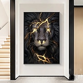 abordables Impressions d&#039;Animaux-Affiches d&#039;art mural noir et or lion clair sur toile peinture images d&#039;animaux modernes pour salon décoration de la maison sans cadre