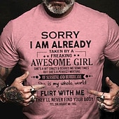 preiswerte Herren -Grafik -T -Shirt-Herren Grafik Buchstabe Tut mir leid, dass ich bereits von einem verdammt tollen, perfekten Mädchen verführt wurde T Shirt T-Shirt 100% Baumwolle Kurzarm Grafik Hemd Wein Schwarz Weiß Bequemes T-Shirt
