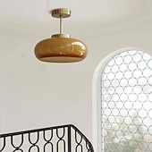 baratos Simplicidade Luminárias de Teto-luzes de teto vintage, lustre de vidro retrô, lustre de montagem embutida, jantar lustre de latão exclusivo