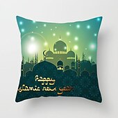billiga Kuddfodral för semester-ramadan kareem kuddfodral eid mubarak 1 st mjukt dekorativt fyrkantigt kuddfodral örngott för sovrum vardagsrum soffa soffstol maskintvättbar