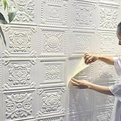 cheap Brick&amp;Stone Wallpaper-Cool Wallpapers White Foam Wall Mural Wall Panel Peel and Stick Wall Sticker Floral Removable Wall Covering, PVC/Vinyl Material Self adhesive Wallpaper, Room Wallcovering for Home Decoration