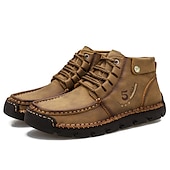abordables Baskets-bottines en cuir vintage pour hommes – chaussures d&#039;extérieur décontractées à lacets avec semelle antidérapante durable