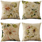 billige blomster- og plantestil-blomst dobbel side putetrekk 4 stk mykt dekorativt firkantet putetrekk putetrekk for soverom stue sofa sofa stol