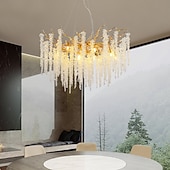 billige Lysekroner-led lysekroner moderne luksus, 23,6&quot;/31,2&quot; 8/12-lys gullkrystall for hjemmeinteriør kjøkken soverom jern kunst tregren lampe kreativ lampe lys varm hvit 110-240v