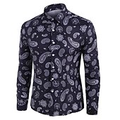 economico Geometrica-Per uomo 3D Print Geometrica Camicia Camicia con bottoni Manica lunga Vintage Originale Retrò Esterno Informale Per eventi Autunno inverno Collo ripiegabile Stampa Bottone giù Nero Bianco Verde