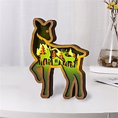 Недорогие Декоративные огни-Деревянные украшения в виде животных, светодиодный светильник, 3d полая резьба, домашний декор, фигурки, ремесла, офисный стол, украшения для спальни, аксессуары