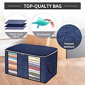 cheap Clothing &amp; Closet Storage-3 Pack, 90L Large Capacity Clothes Storage Bag Organizer with Reinforced Handle Thick Fabric for Comforters, Blankets, Bedding, Foldable with Sturdy Zipper, Clear Window