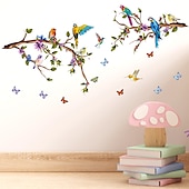 economico Adesivi murali decorativi-rami fiori uccelli farfalle adesivi murali trasferibili decorazioni per la casa decalcomanie da muro camera da letto soggiorno studio 3pz