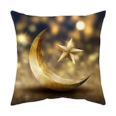 cheap Holiday Cushion Cover-Ramadan Kareem Throw Pillow Cover Eid Mubarak 1PC Soft Decorative Square Cushion Case Pillowcase for Bedroom Livingroom Sofa Couch Chair Machine Washable