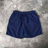 お買い得  男性用水泳パンツ-男性用 ショーツ ビーチショーツ 弾性巾着デザイン 平織り 履き心地よい 高通気性 膝丈 カジュアル 日常 ビーチ ファッション ストリートファッション ブラック ホワイト マイクロエラスティック