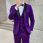 cheap Homecoming Suits-Men&#039;s Wedding Party Tuxedos Pink Royal Blue Summer Solid Color Standard Fit 3 Piece Single Breasted One-button