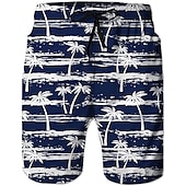 cheap Tropical Plants &amp; Flowers-Men&#039;s Coconut Tree Graphic Prints Swim Trunks Swim Shorts Board Shorts Mid Waist Hawaiian Boho Casual Daily Holiday Drawstring with Mesh lining Elastic Waist Designer Clothing Apparel