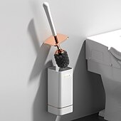 halpa Vessaharja-wc-harja ja pidike, tyylikäs silikoninen wc-kulhoharjasarja ergonomisella pitkällä varrella, modernit kylpyhuonesisustuksen puhdistustarvikkeet, kestävä, syväpuhdistus, musta &amp;amp; valkoinen