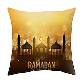 cheap Holiday Cushion Cover-Ramadan Kareem Throw Pillow Cover Eid Mubarak 1PC Soft Decorative Square Cushion Case Pillowcase for Bedroom Livingroom Sofa Couch Chair Machine Washable