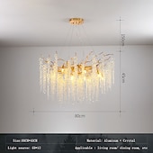billige Lysekroner-led lysekroner moderne luksus, 23,6&quot;/31,2&quot; 8/12-lys gullkrystall for hjemmeinteriør kjøkken soverom jern kunst tregren lampe kreativ lampe lys varm hvit 110-240v