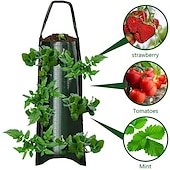 abordables accesorios para el cuidado de las plantas-bolsa de cultivo de fresa colgante, bolsa de cultivo de fresa con 8 agujeros para tomate de fresa y pimiento bolsa de cultivo de tomate al revés, bolsa de cultivo de verduras, suministros de jardinería