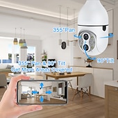 cheap Indoor IP Network Cameras-Upgraded Dual Lens 10XHybrid Zoom Light Bulb Security Camera WIFI 360 Auto Tracking Security Camera Color Night Vision Siren&amp; Light Alarm PTZ IP Camera For Home Security
