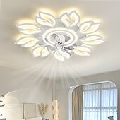 cheap Ceiling Fan Lights-LED Ceiling Fans Dimmable with Remote Contral Flower Design Flush Mount Ceiling Lamp Acrylic Lampshade Chandelier Bedroom Living Room