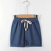 billige Nederdeler-Barn Gutt Shorts Helfarge Komfort Shorts Skole Lin Bedårende Daglig HTX- mørkeblå HTX-grønn HTX-murstein rød Midje midje