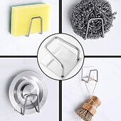 abordables Utensilios de cocina y gadgets-Estante de esponja para fregadero 304, estante de almacenamiento de drenaje, estante de almacenamiento de acero inoxidable para cocina, soporte organizador de trapo de bola, estante de almacenamiento