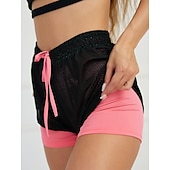 economico pantaloncini da corsa da donna-Per donna Pantaloncini da corsa Pantaloncini da palestra Pantaloncini da yoga A cordoncino 2 in 1 Fodera Pantaloni Sportivo Traspirante Asciugatura rapida Yoga Fitness Allenamento in palestra Standard