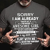 preiswerte Herren -Grafik -T -Shirt-Herren Grafik Buchstabe Tut mir leid, dass ich bereits von einem verdammt tollen, perfekten Mädchen verführt wurde T Shirt T-Shirt 100% Baumwolle Kurzarm Grafik Hemd Wein Schwarz Weiß Bequemes T-Shirt