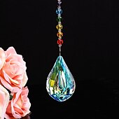 baratos Espanta-espíritos-1pc cristal suncatcher pingente de cristal colorido lustre arco-íris criar ornamento de suspensão na parede ornamento de prisma de janela de árvore para quarto home office decoração de jardim
