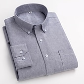 billiga oxfordskjortor för män-Herr Skjorta Button Down skjorta Oxford skjorta Enfärgad / vanlig färg Bröllop Semester Vit Blå Purpur Ljusgrå Långärmad Nedvikt Alla årstider Kläder Button-Down