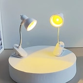 abordables Luces de lectura-1pc mini lámpara de libro lámpara de escritorio de protección ocular con abrazadera lámpara de clip de luz cálida brillante que incluye batería