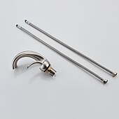 お買い得  クラシカル-ウォーターフォール バスルーム シンク ミキサー 蛇口 デッキ マウント、モノ ウォッシュ 洗面台 シングル ハンドル 洗面器 タップ 洗面所 温水ホースと冷水ホース付き モノブロック ベッセル 水 真鍮 タップ ブラック ホワイト クローム ブラッシング
