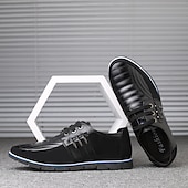 preiswerte Sneaker für Herren-Freizeit-Schnürschuhe aus Kunstleder für Herren – stylische blaue und schwarze Low-Top-Sneaker mit rutschfester Sohle für den Alltag und halbformelle Anlässe