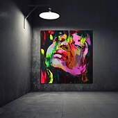abordables Peintures portraits-Mintura main visage peinture à l&#039;huile sur toile mur art décoration moderne figure abstraite image pour la décoration intérieure roulé sans cadre non étiré peinture