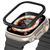 cheap Smartwatch Screen Protectors-Watch Case for Apple Watch Ultra 49mm Screen Protector 49mm 9H Tempered Glass Titanium Alloy Frame Keep Original Touch Sensitive Lightweight Protective Glass Film for iwatch Ultra 49mm