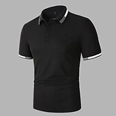 preiswerte Klassisches Poloshirt für Herren-Herren Poloshirt Golfhemd Strasse Casual Klassisch Kurzarm Modisch Basic Farbblock Taste Sommer Regular Fit Grasgrün Hellhimmelblau Schwarz Weiß Rosa Perlenrosa Poloshirt