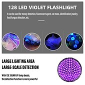 economico Luci da campeggio-torcia uv con 128 led 395nm lampada a torcia ultravioletta rilevatore di luce nera per macchie di urina di cani e cimici dei letti