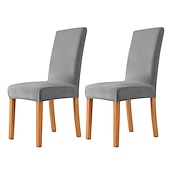 cheap Dining Chair Cover-2 Pcs Dining Chair Cover Burgundy Velvet Stretch Chair Seat Slipcover Spandex with Elastic Bottom Protector for Dining Room Wedding Ceremony Durable Washable