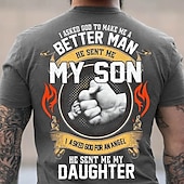 preiswerte Herren -Grafik -T -Shirt-Herren Ich habe Gott gefragt mich zu einem besseren Mann zu machen er schickte mir meinen Sohn Grafik T-Shirt Familienstücke Tee Kurzarm Grafikshirt Schwarz Rot Marineblau Mode Designer Bekleidung