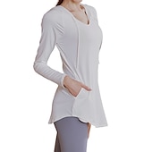 رخيصةأون يوجا بلايز-قمصان يوجا نسائية بمقاسات كبيرة بغطاء للرأس وفتحة رقبة على شكل حرف v سترة رياضية رقيقة فضفاضة ملابس خارجية لليوجا واللياقة البدنية والصالة الرياضية ملابس شتوية بأكمام طويلة