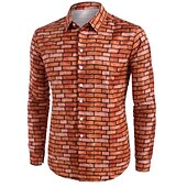 economico Geometrica-Per uomo 3D Print Geometrica Camicia Camicia con bottoni Manica lunga Vintage Originale Retrò Esterno Informale Per eventi Autunno inverno Collo ripiegabile Stampa Bottone giù Nero Bianco Verde