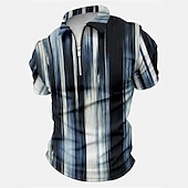 preiswerte Geometrisches Poloshirt für Herren-Herren Grafik Poloshirts mit Reißverschluss Golfshirt Kurzarm Polo-Shirts Hemden mit Kragen Lässig Urlaubskleidung Rave-Kleidung Party-Outfits 3D-Druck Viertelreißverschluss-Poloshirt Weiß Gelb Rote